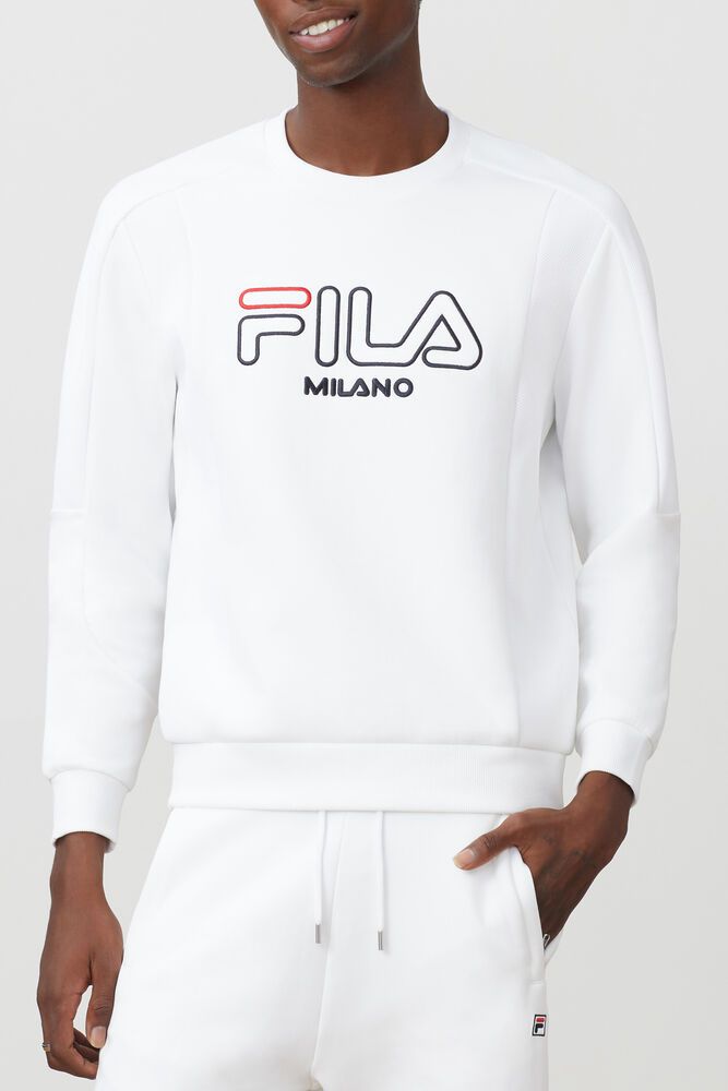 Fila Miesten Collegepaita Milano Neoprene Valkoinen - TYHC-84673